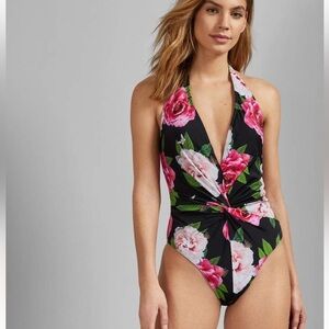Ted Baker Velily Floral Twist Plunge Swimsuit